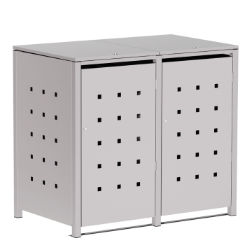 Mülltonnenbox Wilhelm 2er 240L in Hellgrau-Metallic