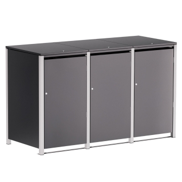 Mülltonnenbox Hugo 3er 240L in Anthrazit mit signalgrauem Rahmen