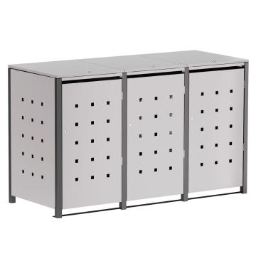 Mülltonnenbox Horst 3er 120L in Hellgrau - Metallic mit dunkelgrauem Rahmen