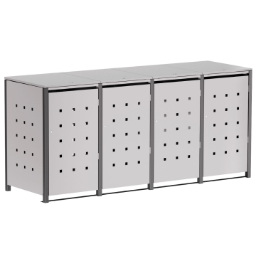 Mülltonnenbox Horst 4er 120L in Hellgrau - Metallic mit dunkelgrauem Rahmen