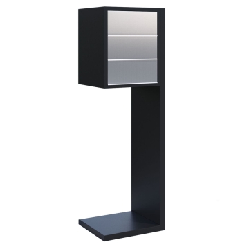 Briefkastenanlage Hermes for Three Schwarz mit Edelstahlklappe