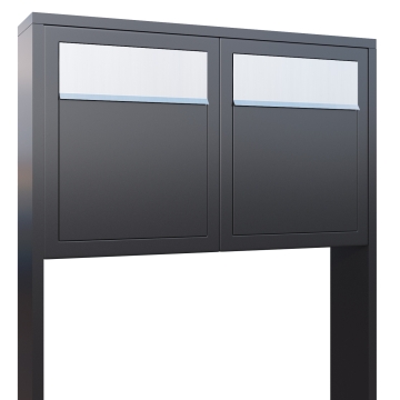 Briefkastenanlage Base for Two Anthrazit mit Edelstahlklappe