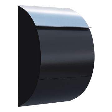 Briefkasten Jumbo Schwarz mit Edelstahlklappe