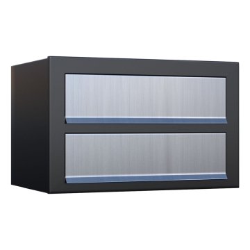 Briefkasten Cube for Two Schwarz mit Edelstahlklappe