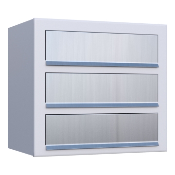 Briefkasten Cube for Three Weiß mit Edelstahlklappe