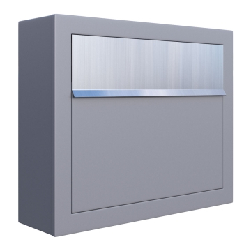 Briefkasten Elegance Grau Metallic mit Edelstahlklappe