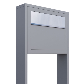 Standbriefkasten Elegance Grau Metallic mit Edelstahlklappe