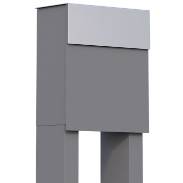 Standbriefkasten Alto Grau Metallic mit Edelstahlklappe