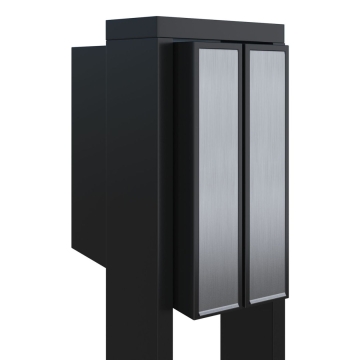 Briefkastenanlage Flag for Two Schwarz mit Edelstahlklappe