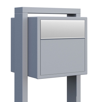 Standbriefkasten Soprano Grau Metallic mit Edelstahlklappe