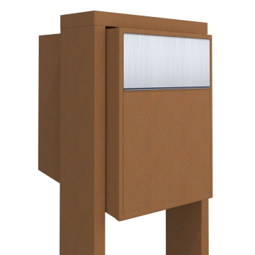 Standbriefkasten Big Flag Rost mit Edelstahlklappe