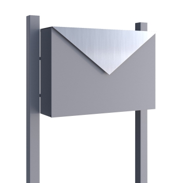 Standbriefkasten Letter Grau Metallic mit Edelstahlklappe