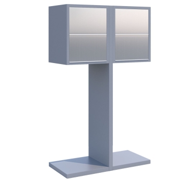 Briefkastenanlage Hermes Double for Four Grau Metallic mit Edelstahlklappe