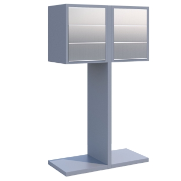 Briefkastenanlage Hermes Double for Six Grau Metallic mit Edelstahlklappe