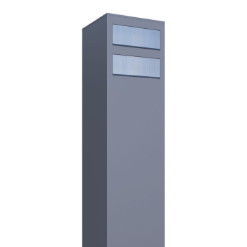 Briefkastenanlage Monolith for Two Grau Metallic mit Edelstahlklappe