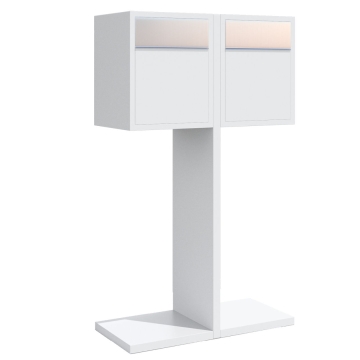 Briefkastenanlage Hermes Double for Two Weiß mit Edelstahlklappe