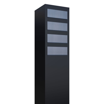 Briefkastenanlage Monolith for Four Schwarz mit Edelstahlklappe