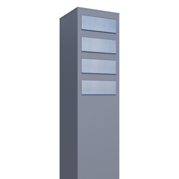 Briefkastenanlage Monolith for Four Grau Metallic mit Edelstahlklappe
