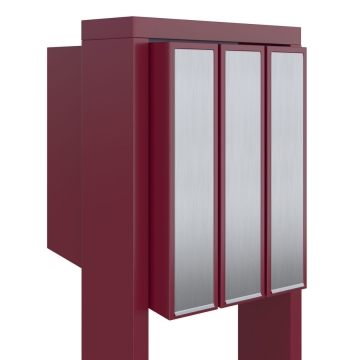 Briefkastenanlage Flag for Three Rot mit Edelstahlklappe