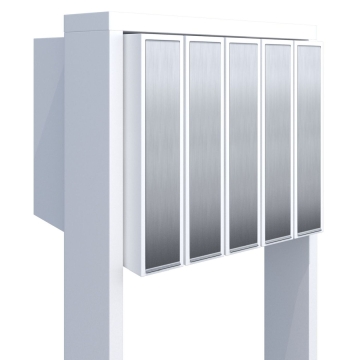 Briefkastenanlage Flag for Five Weiß mit Edelstahlklappe