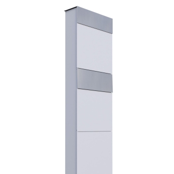 Briefkastenanlage The Box for Two Weiß mit Edelstahlklappe