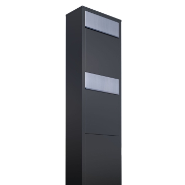 Briefkastenanlage Big Box for Two Schwarz mit Edelstahlklappe