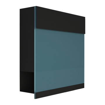 Briefkasten Manhattan Special Blue Schwarz mit blauer Acrylplatte