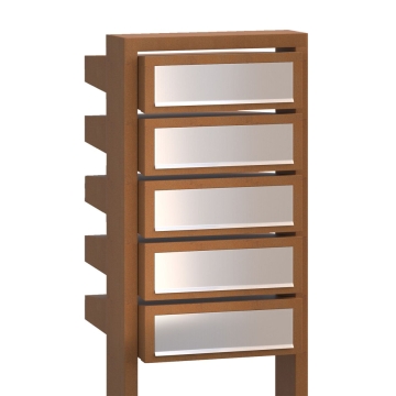 Briefkastenanlage Stairs for Five Rost mit Edelstahlklappe