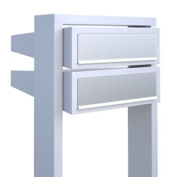 Briefkastenanlage Stairs for Two Weiß mit Edelstahlklappe