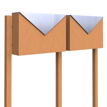 Briefkastenanlage Letter for Two Rost mit Edelstahlklappe