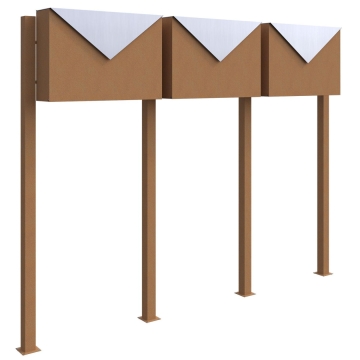 Briefkastenanlage Letter for Three Rost mit Edelstahlklappe