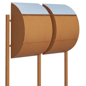 Briefkastenanlage Jumbo for Two Rost mit Edelstahlklappe