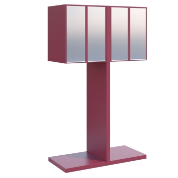 Briefkastenanlage Hermes Clone for Four Rot mit Edelstahlklappe