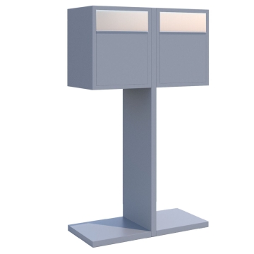 Briefkastenanlage Hermes Double for Two Grau Metallic mit Edelstahlklappe