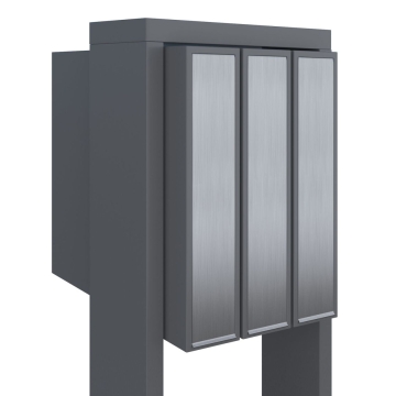 Briefkastenanlage Flag for Three Grau Metallic mit Edelstahlklappe