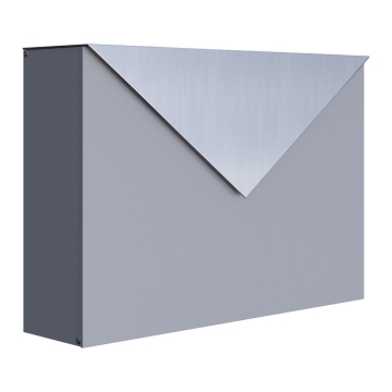 Briefkasten Letter Grau Metallic mit Edelstahlklappe