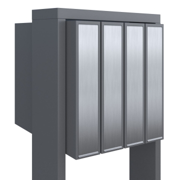 Briefkastenanlage Flag for Four Grau Metallic mit Edelstahlklappe