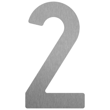 Selbstklebende Hausnummer "2" - 76 mm aus Edelstahl