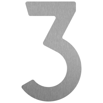 Selbstklebende Hausnummer "3" - 76 mm aus Edelstahl