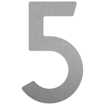 Selbstklebende Hausnummer "5" - 76 mm aus Edelstahl
