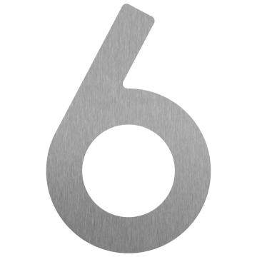 Selbstklebende Hausnummer "6" - 76 mm aus Edelstahl
