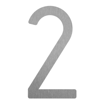 Moderne Hausnummer ''2'' - 200 mm aus Edelstahl