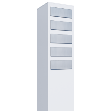 Briefkastenanlage Monolith for Five Weiß mit Edelstahlklappe