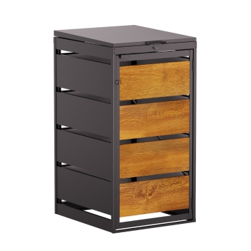 Mülltonnenbox Kim 1er 120L in Anthrazit mit Holzdekorfront