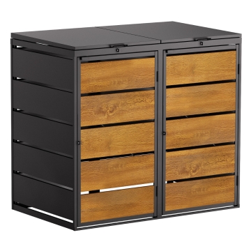 Mülltonnenbox Edda 2er 240L in Anthrazit mit Holzdekorfront