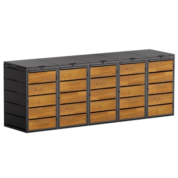 Mülltonnenbox Edda 5er 240L in Anthrazit mit Holzdekorfront