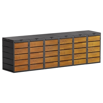 Mülltonnenbox Edda 6er 240L in Anthrazit mit Holzdekorfront