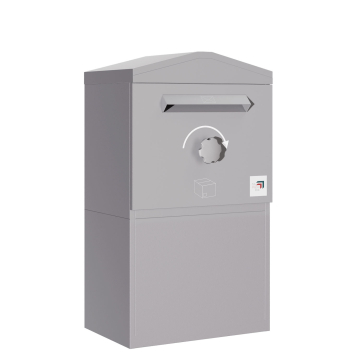 Paketbox München mit Spitzdach - Größe L in Achatgrau | rückseitige Entnahme - freistehend