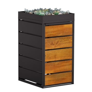 Mülltonnenbox Edgar 1er 240 Liter in Anthrazit mit Holzdekorfront