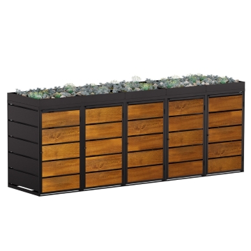 Mülltonnenbox Edgar 5er 240 Liter in Anthrazit mit Holzdekorfront